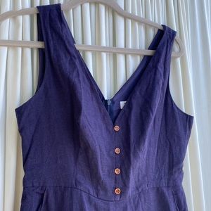 SunnyGirl - size 8 - navy blue 100% linen blue jumpsuit